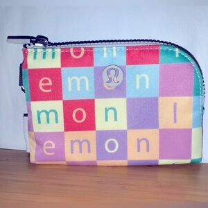 NWT Lululemon Clippable Card Pouch wallet keychain in Checkered Multi/ Vapor